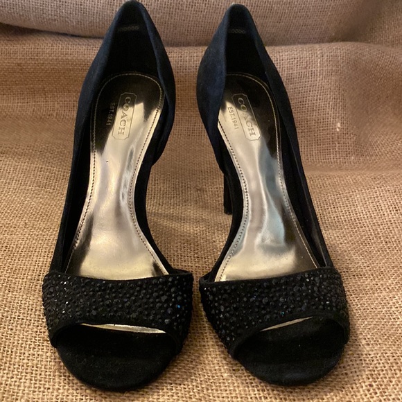 NWOT Coach suede heels with black rhinestones 🖤 - Picture 2 of 8